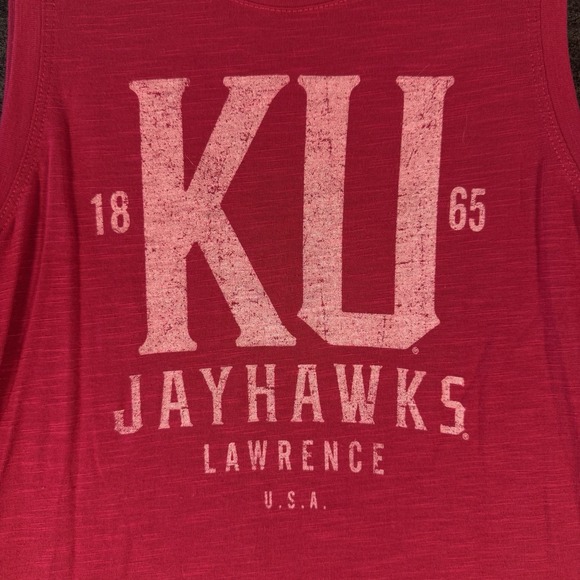Kansas Jayhawks Shirt Gear Medium Red Tank Top KU University's Tee NCAA - Picture 4 of 4